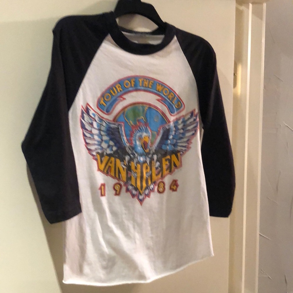 Vintage Van Halen 1984 Tour of the World Baseball Band T-Shirt